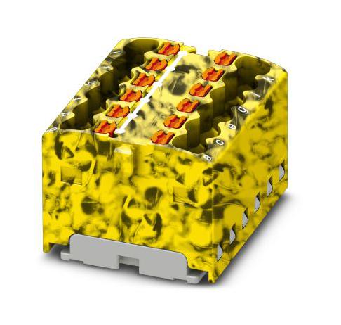 PTFIX 12X1,5-G-FE TB, DISTRIBUTION BK, 12P, 14AWG, BLK/YEL PHOENIX CONTACT