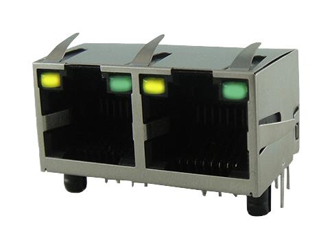 RJE392886410 RJ45 CONNECTOR, JACK, 8P8C, 2PORT, TH AMPHENOL ICC