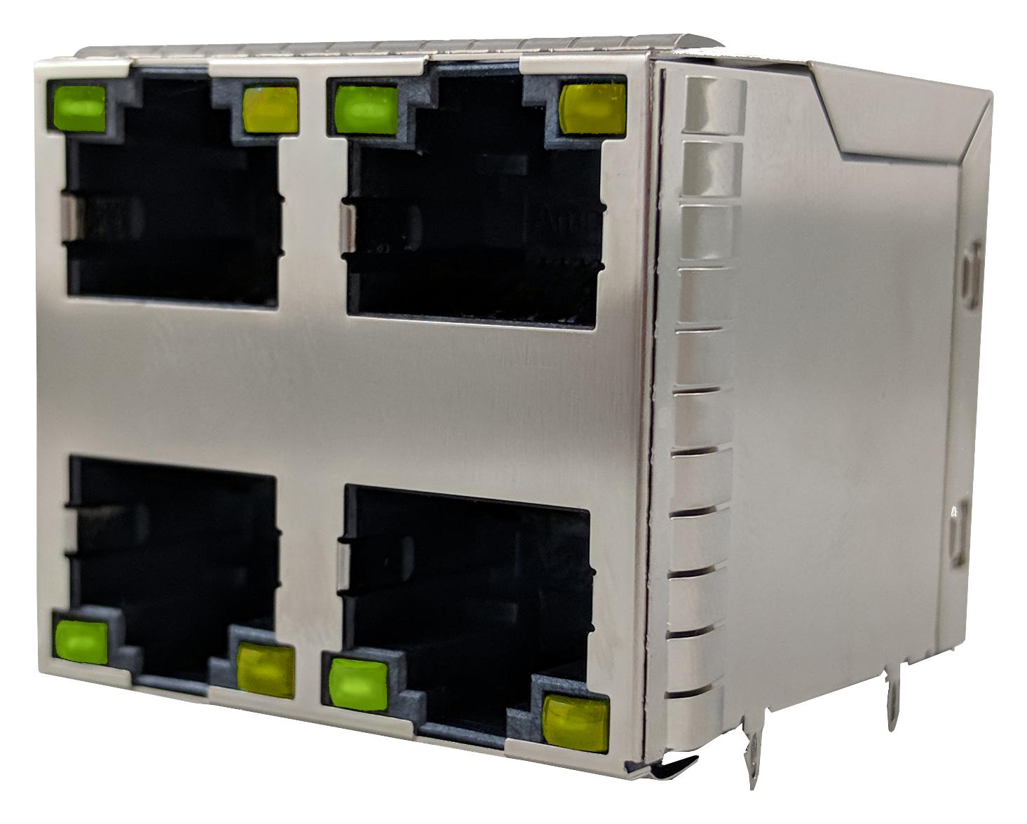 RJSGE4887441 RJ45 CONNECTOR, JACK, 8P8C, 4PORT, TH AMPHENOL ICC