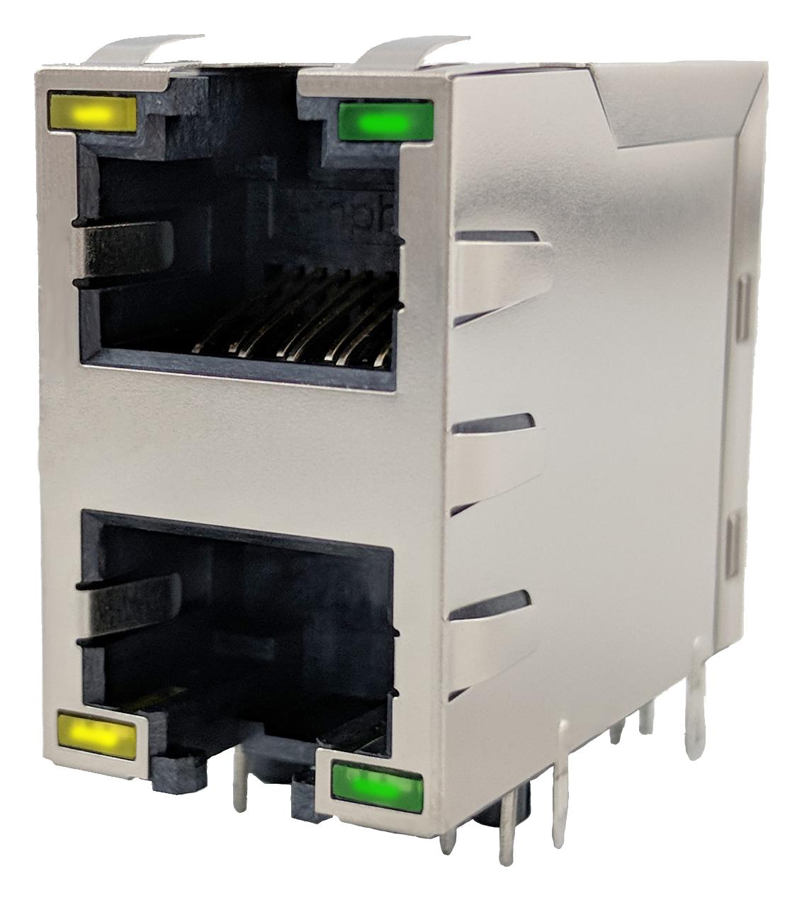 RJE1R288225413 RJ45 CONNECTOR, JACK, 8P8C, 2PORT, TH AMPHENOL ICC