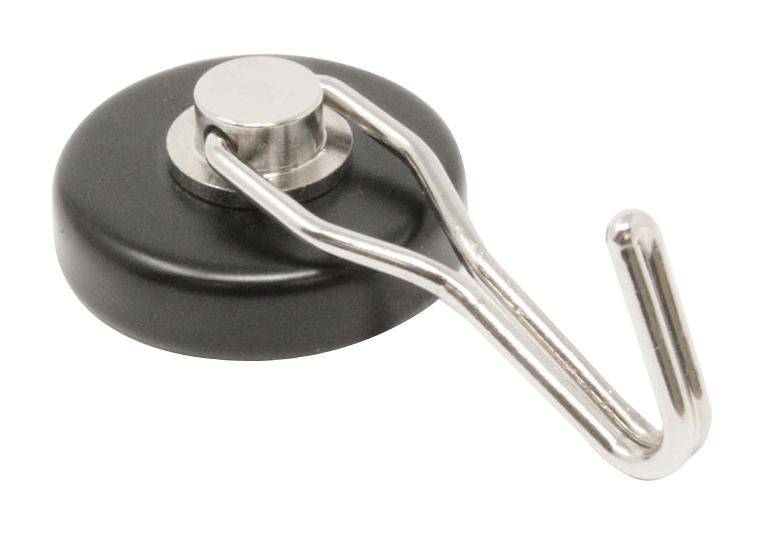 E1070/BLK/F POT MAGNET W/HOOK, 36 X 14.5MM, FERRITE ECLIPSE MAGNETICS