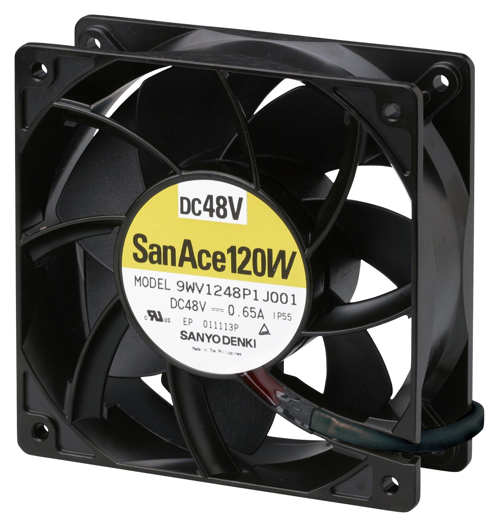 9WV1224P1H001 DC AXIAL FAN, 182CU.FT/MIN, BALL, 120MM SANYO DENKI
