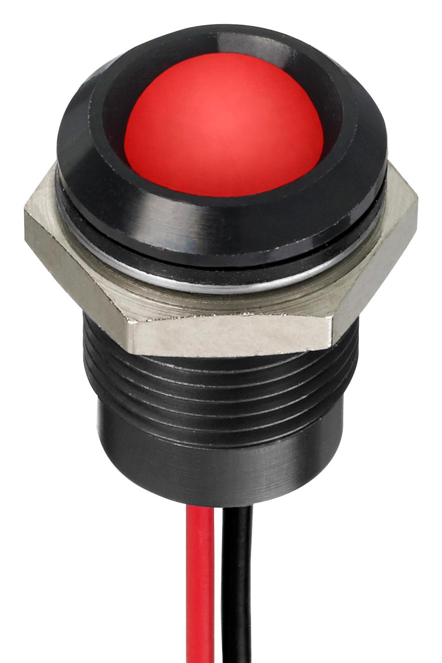 Q14P5BXXHR12E LED PANEL INDICATOR, RED, 14MM, 12VDC APEM