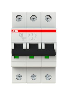 S203-C20 CIRCUIT BREAKER, THERMAL MAG, 3 POLE ABB