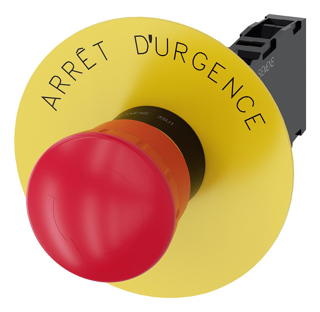 3SU1100-1HB20-1FJ0 E-STOP SWITCH, SPST-NC/NO, 10A, 500V SIEMENS