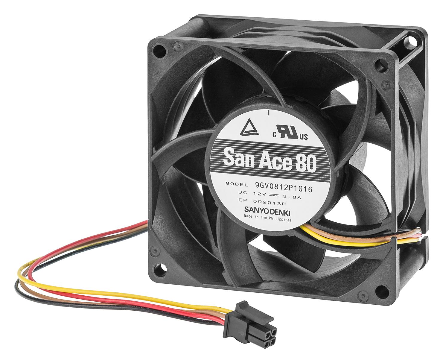 9GV0812P1G16 AXIAL FAN, 80MM, 12VDC, 138CFM, 65DBA SANYO DENKI