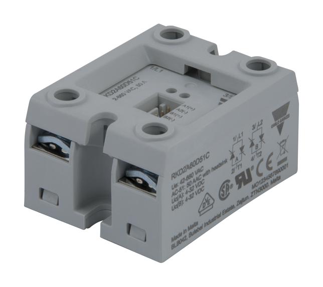 RKD2A23D50C SOLID STATE RELAY, 24VAC-265VAC, 50A CARLO GAVAZZI