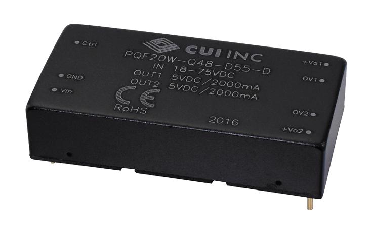PQF20W-Q48-D512-D DC-DC CONVERTER, 2 O/P, 20W CUI