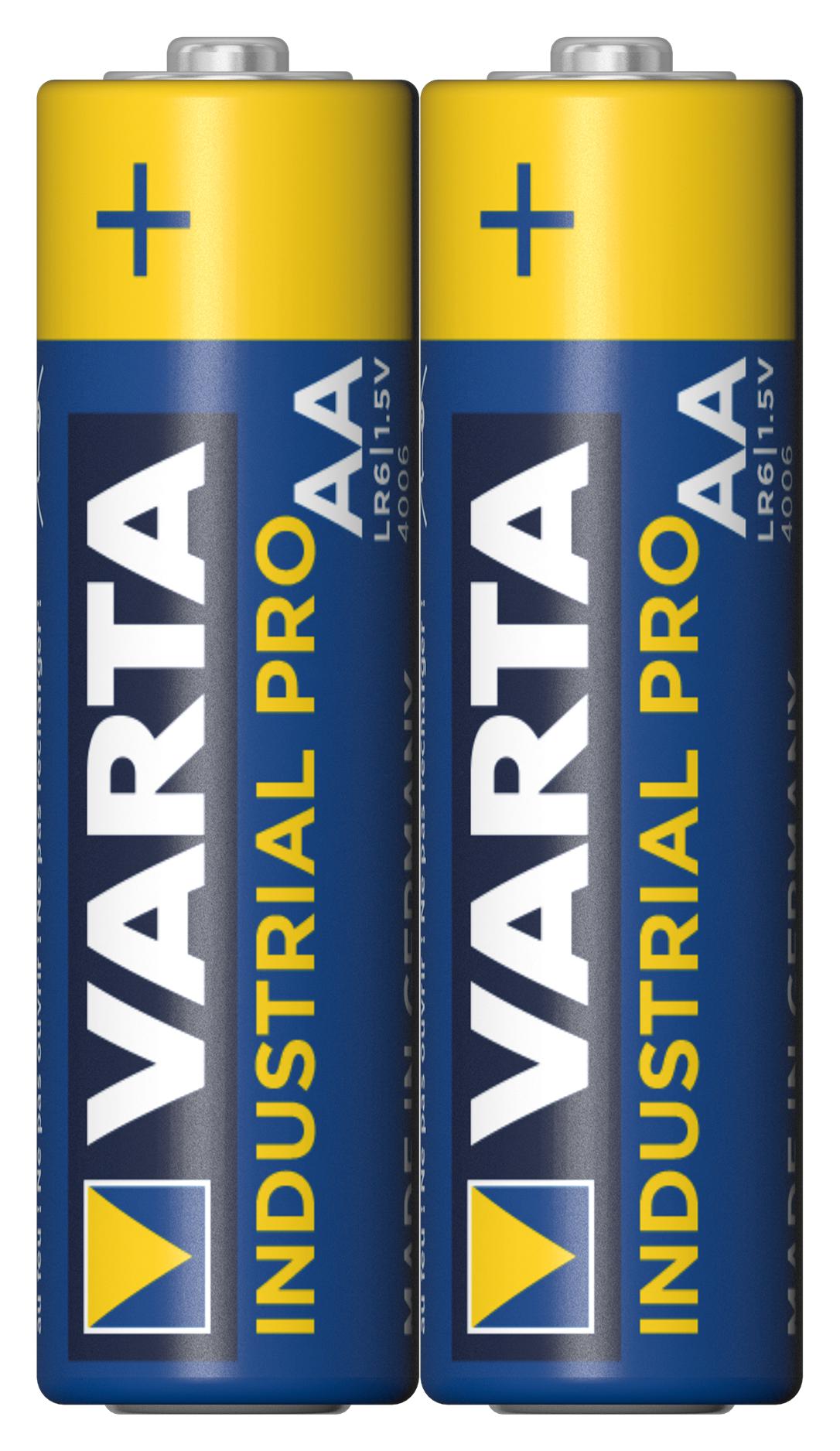 4006211302 BATTERY, ALKALINE, AA, 1.5V, 2.95AH, PK2 VARTA
