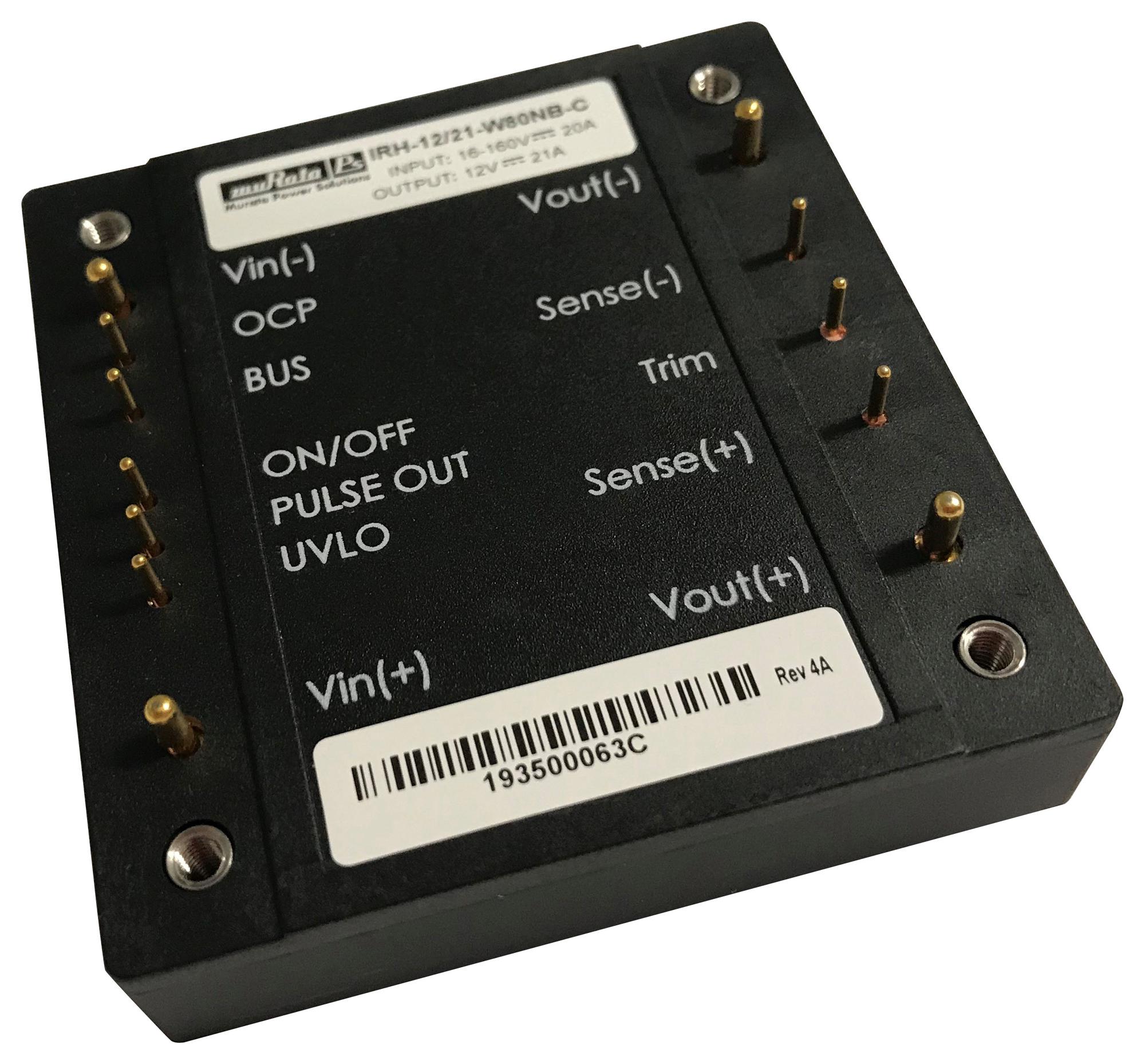 IRH-12/21-W80NB-C DC-DC CONVERTER, 12V, 21A MURATA POWER SOLUTIONS