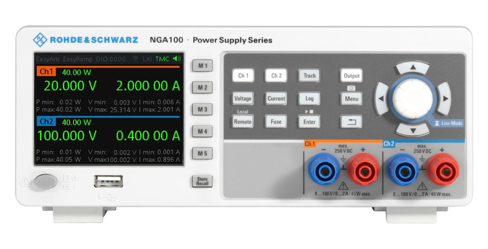 R&S® NGA142 POWER SUPPLY, 2-CH, 100V, 2A ROHDE & SCHWARZ