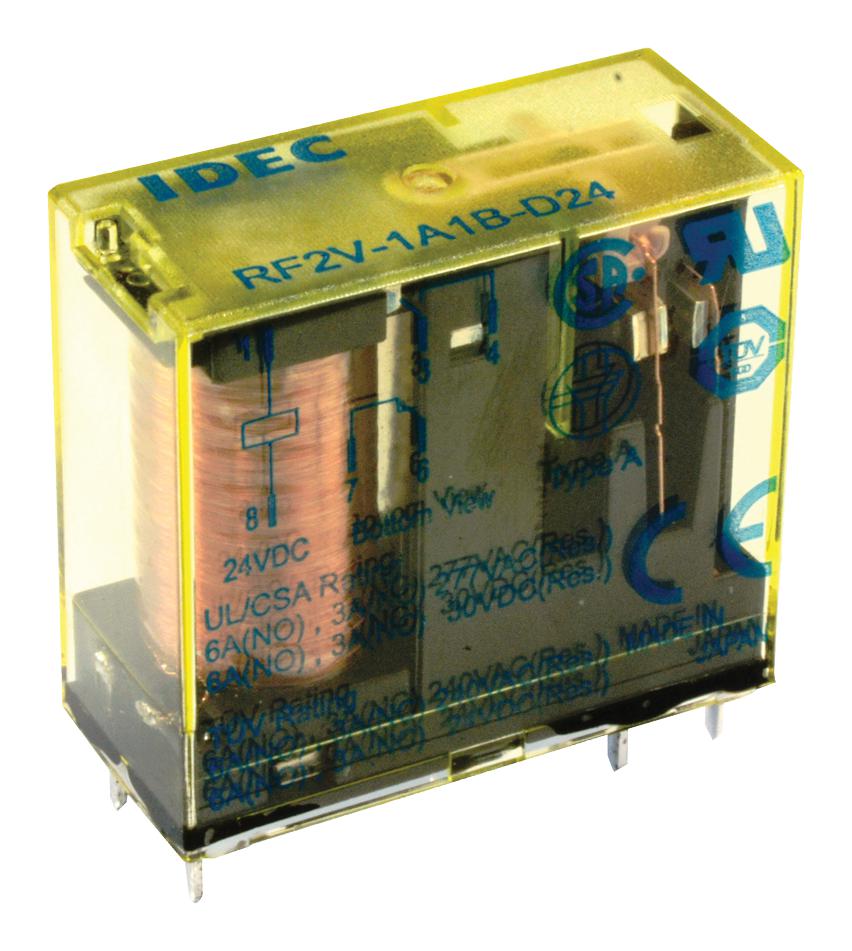 RF2V-1A1B-D24 POWER RELAY, SPST-NO/NC, 24VDC, 6A, THT IDEC