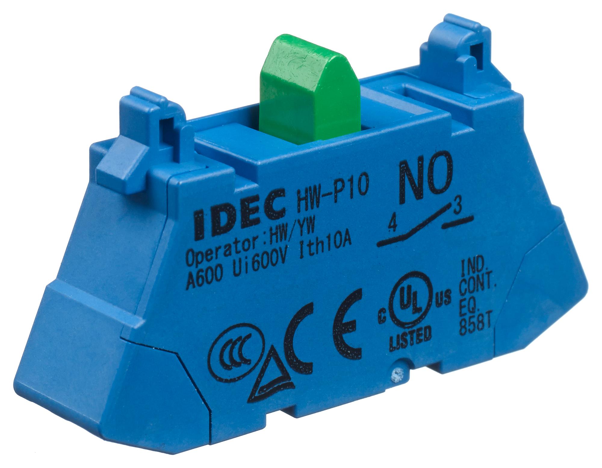 HW-P10 SW CONTACT BLOCK, 10A, 110VAC/1P/PUSH IN IDEC