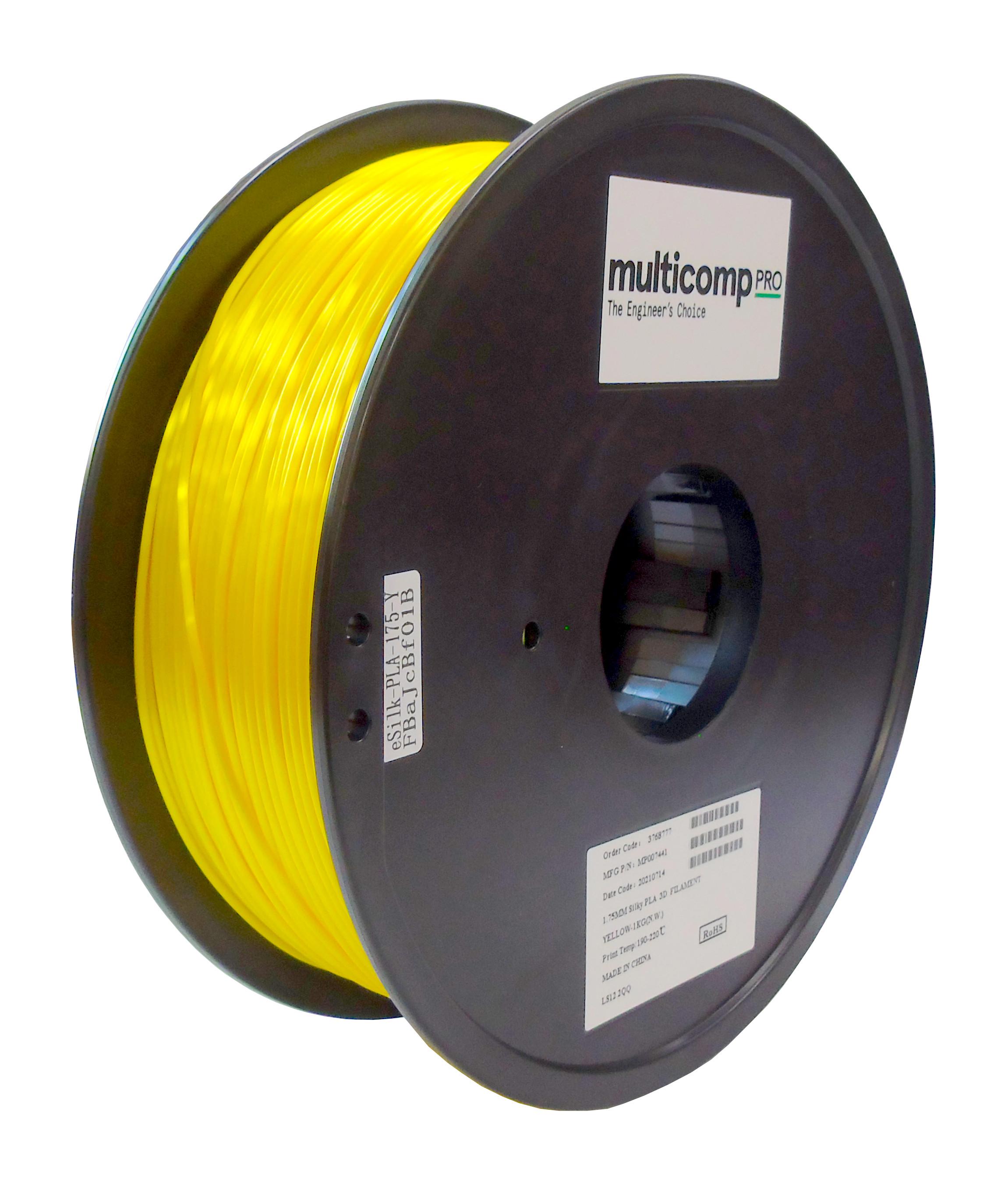 MP007441 3D FILAMENT, SILK PLA, 1.75MM, 1KG/YEL MULTICOMP PRO