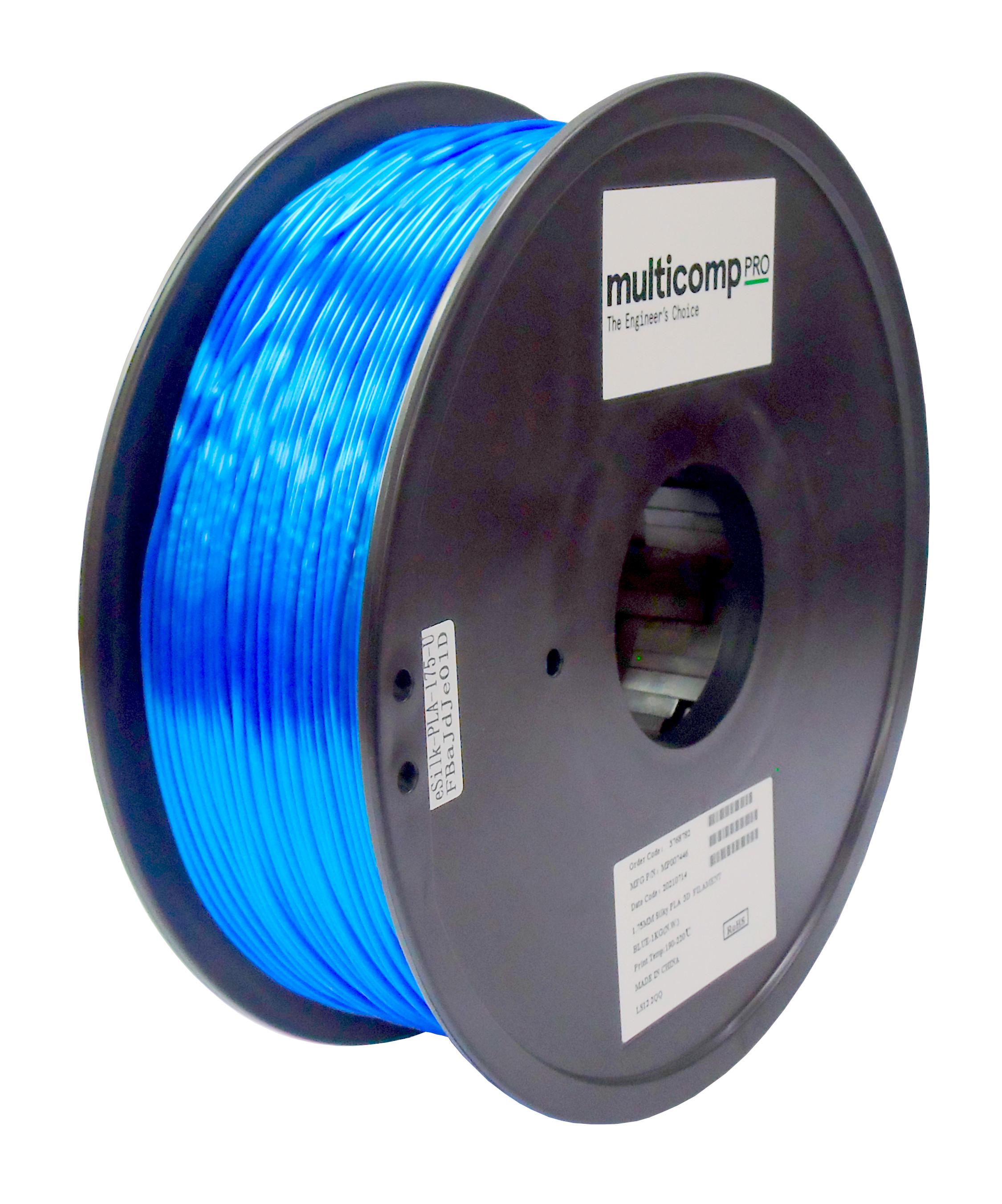 MP007446 3D FILAMENT, SILK PLA, 1.75MM, 1KG/ BLUE MULTICOMP PRO