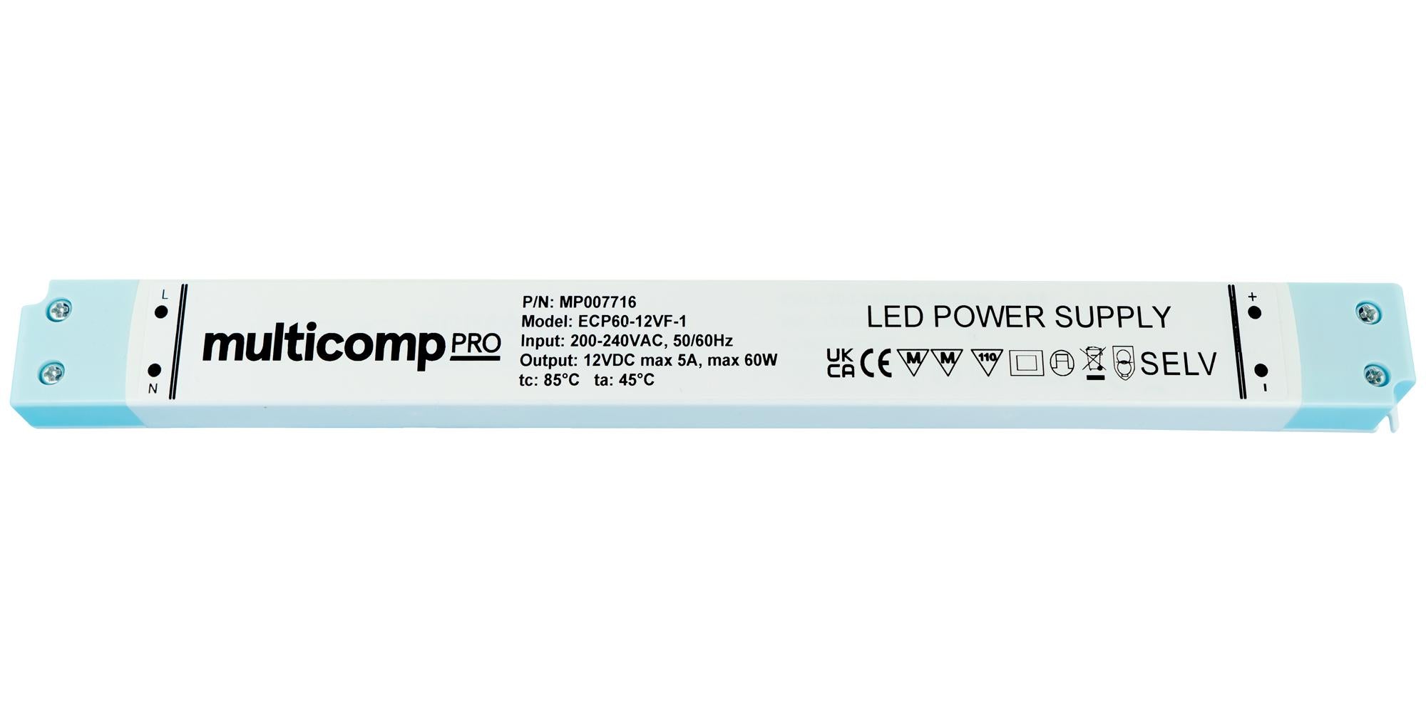 MP007717 LED DRIVER, CONSTANT VOLTAGE, 60W MULTICOMP PRO