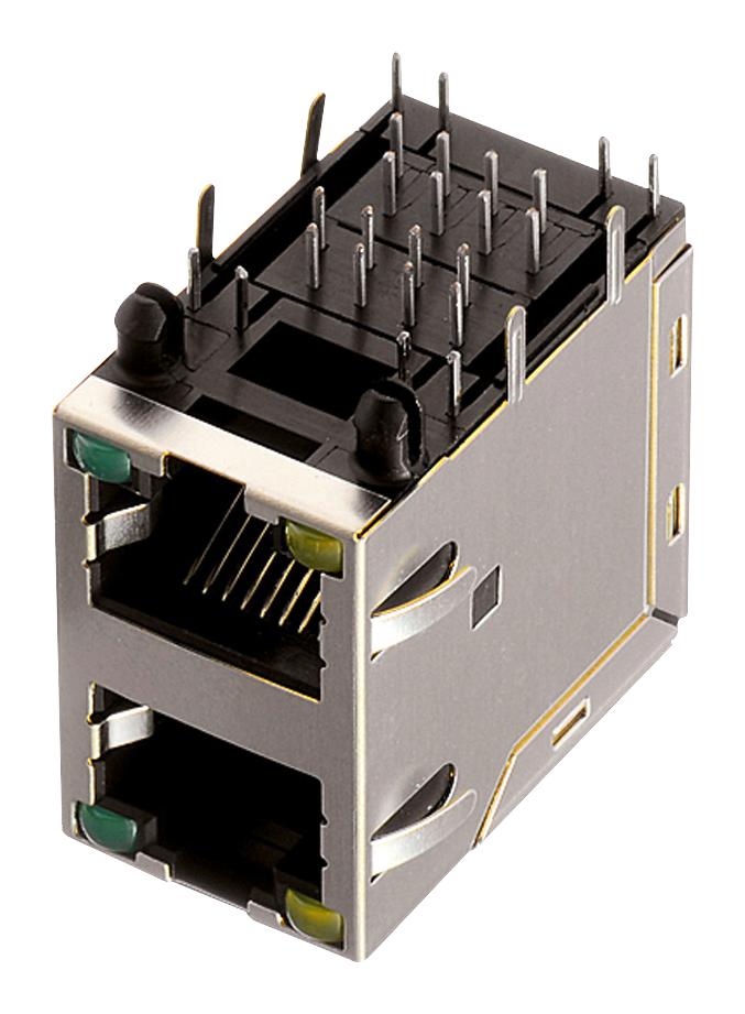 615016245421 RJ45 CONN, R/A JACK, 8P8C, 2STACK, TH WURTH ELEKTRONIK