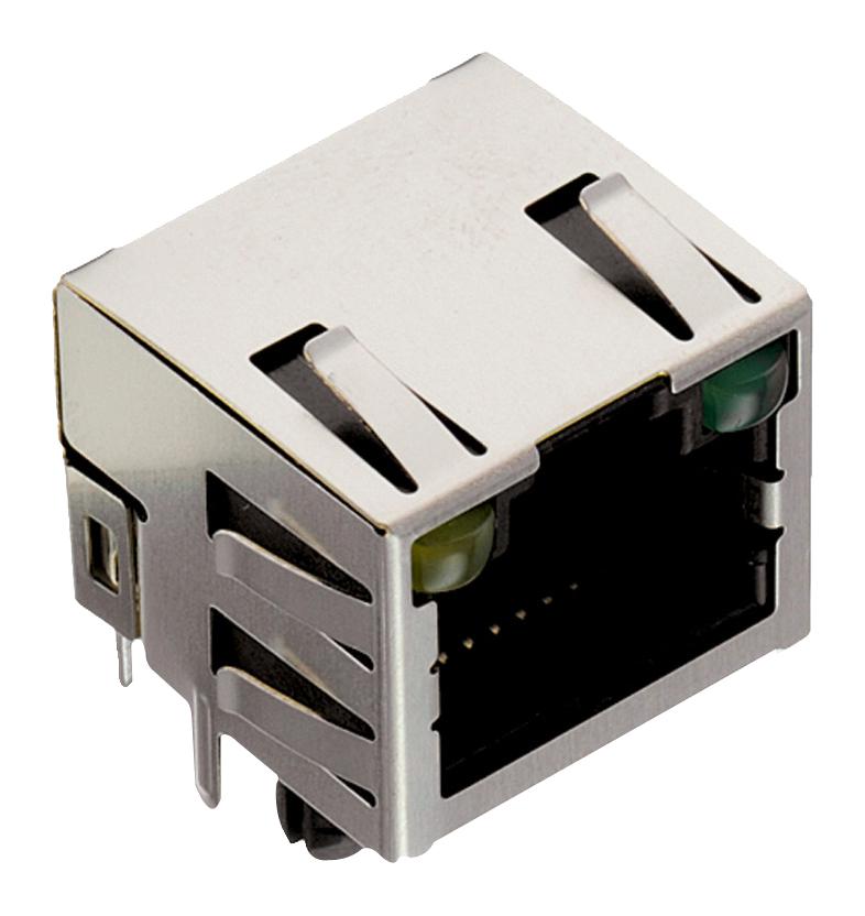 615108137421R RJ45 CONN, R/A JACK, 8P8C, 1PORT, TH WURTH ELEKTRONIK