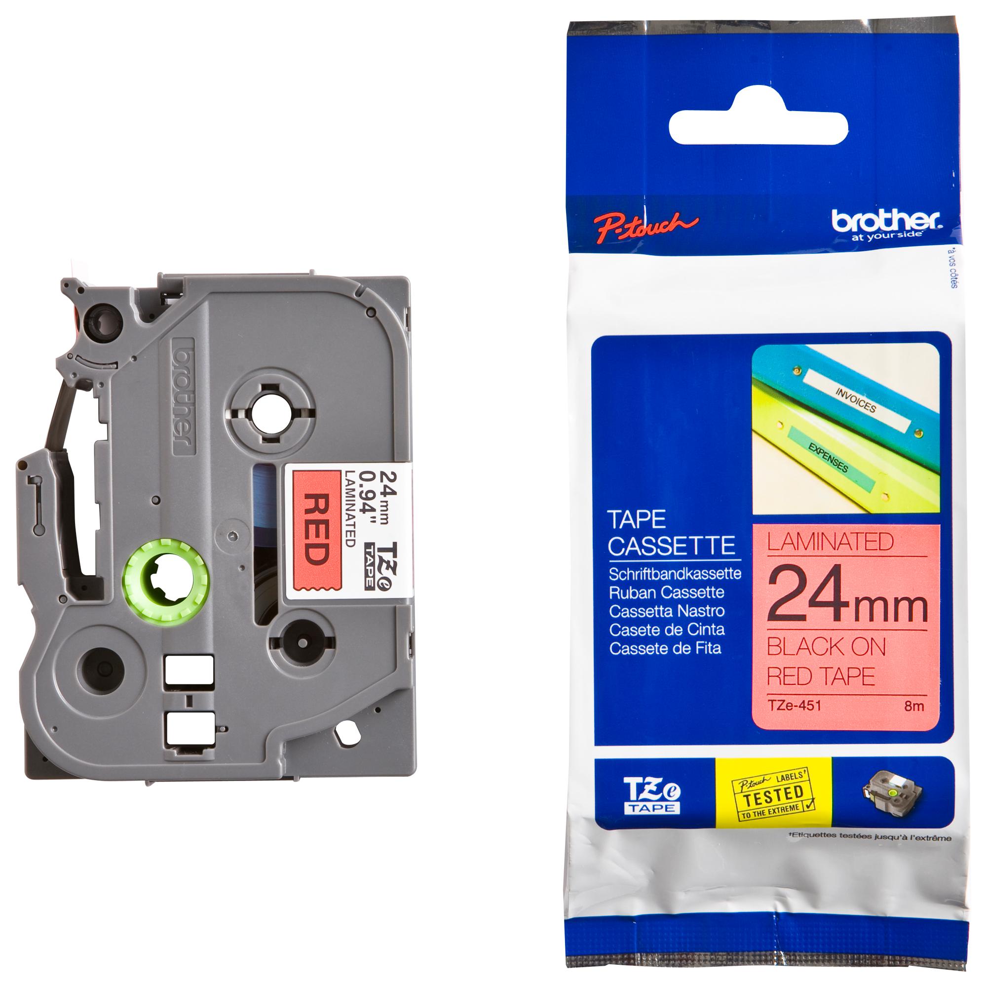 TZE-451 TAPE, BLACK ON RED, 24MM W, 8M L BROTHER