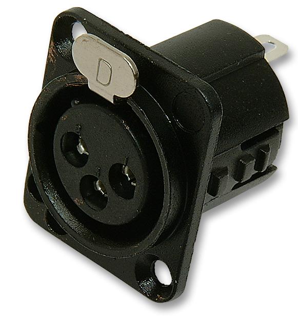 718-0300 SOCKET, XLR, PANEL, BLACK, 3POLE DELTRON COMPONENTS