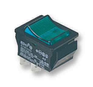 C1353VQNAC SWITCH, DPST, GREEN, 16A, 250V ARCOLECTRIC (BULGIN LIMITED)