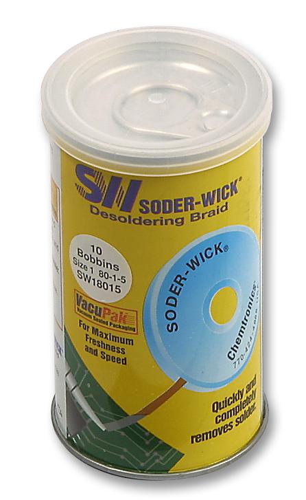 SW18025 DESOLDERING BRAID, 1.5MM, PK10 CHEMTRONICS