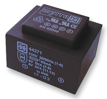 44272 TRANSFORMER, 10VA, 230V, 2 X 9V MYRRA