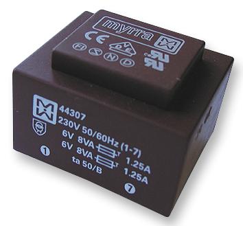 44312 TRANSFORMER, 16VA, 230V, 2 X 24V MYRRA