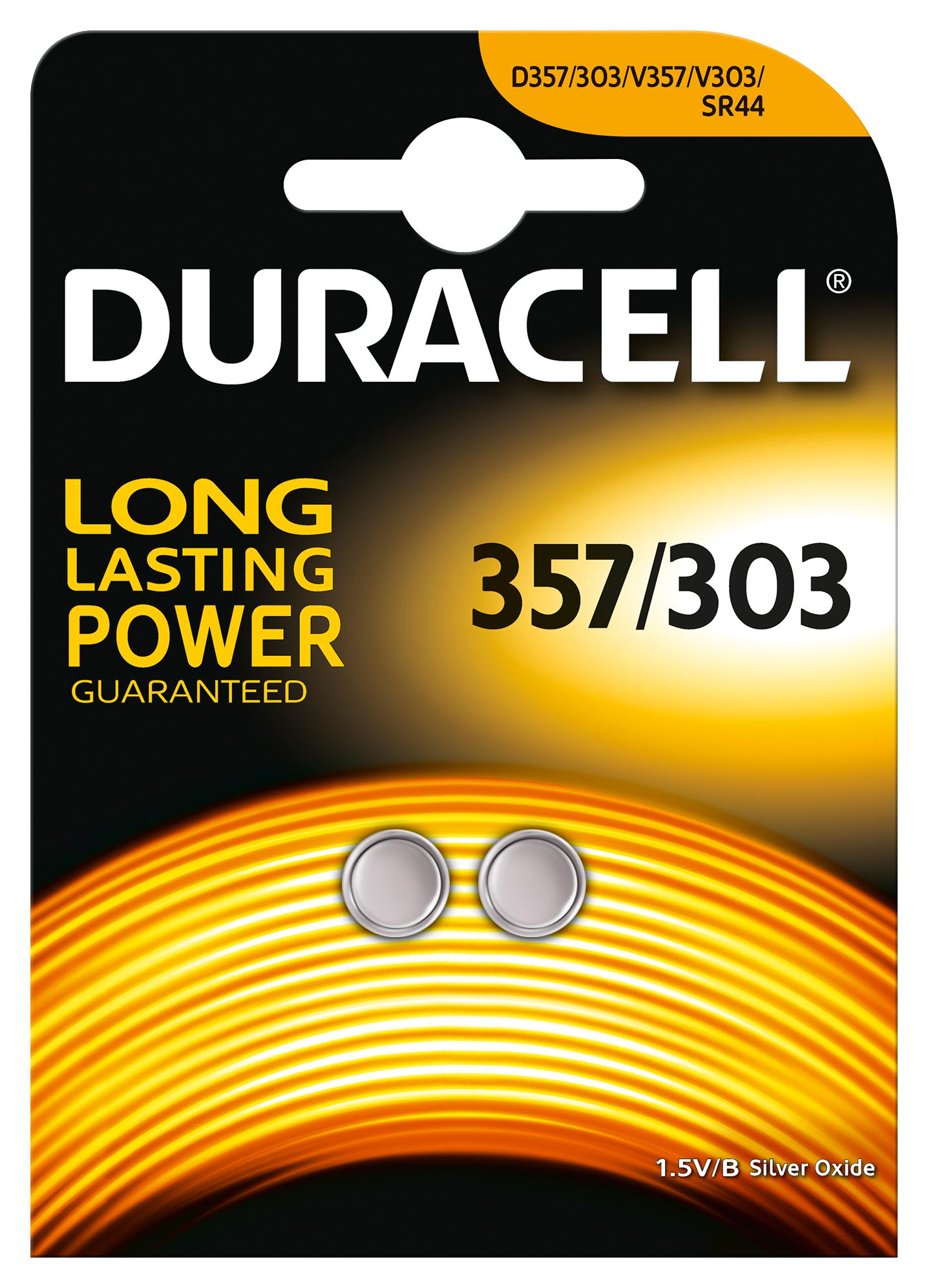 D357H BATTERY, SILVER OXIDE BUTTON CELL, PK2 DURACELL