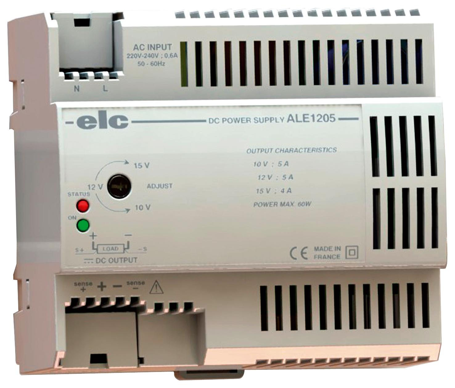 ALE1205. MODULAR POWER SUPPLY, DIN RAIL, 60W ELC