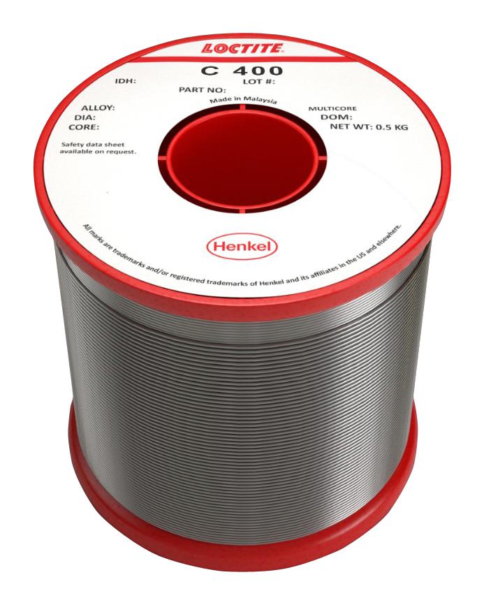 C 400 60EN 5C 0.9MM S 500G SOLDER WIRE, CRYSTAL 400, 0.91MM, 500G MULTICORE / LOCTITE