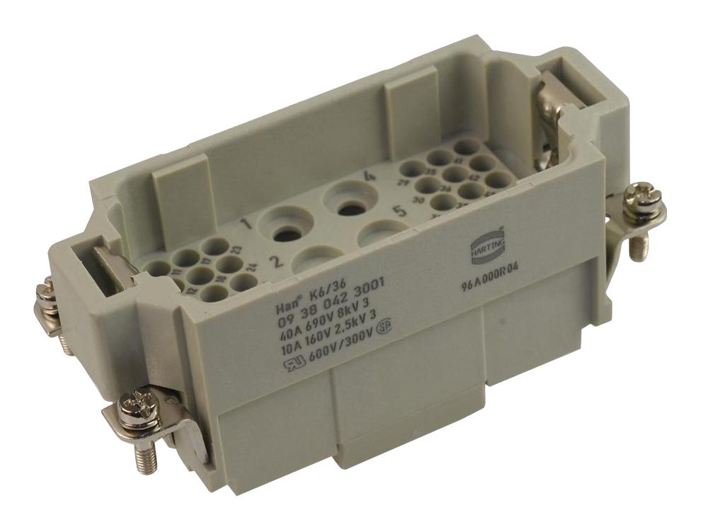 09 38 042 3001 INSERT, HANK 6/36 PIN HARTING