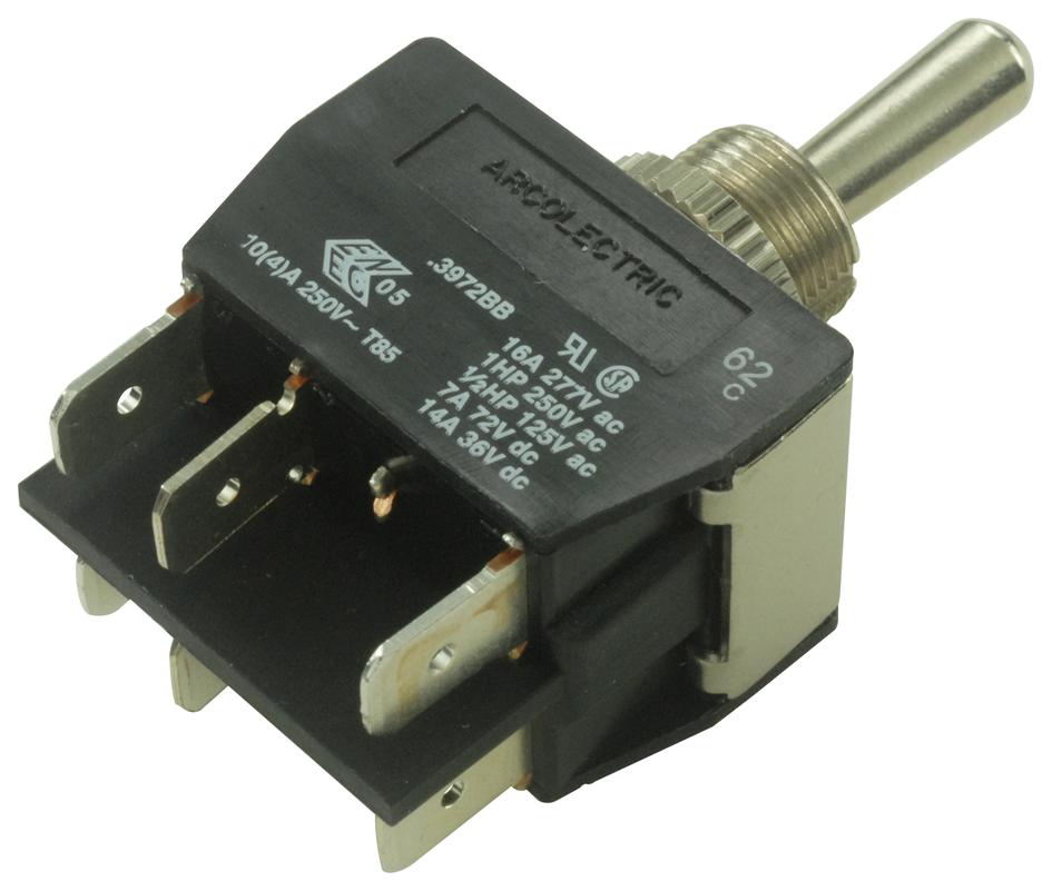 C3972BBAAA SWITCH, DPDT, 16A, 250VAC ARCOLECTRIC (BULGIN LIMITED)