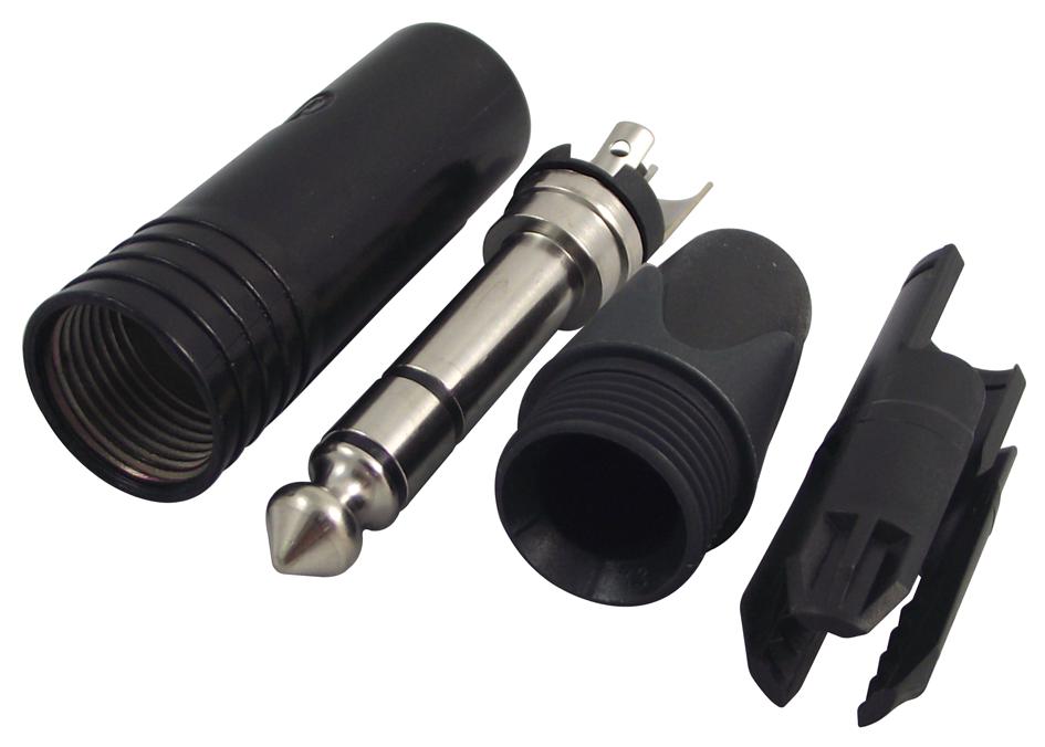 NP3X-BAG PLUG, 6.35MM, BLACK/NICKEL, 3POLE NEUTRIK