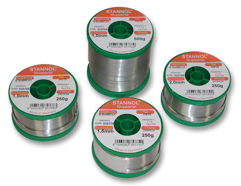 535775 SOLDER WIRE, LEAD FREE, 1.5MM, 250G STANNOL