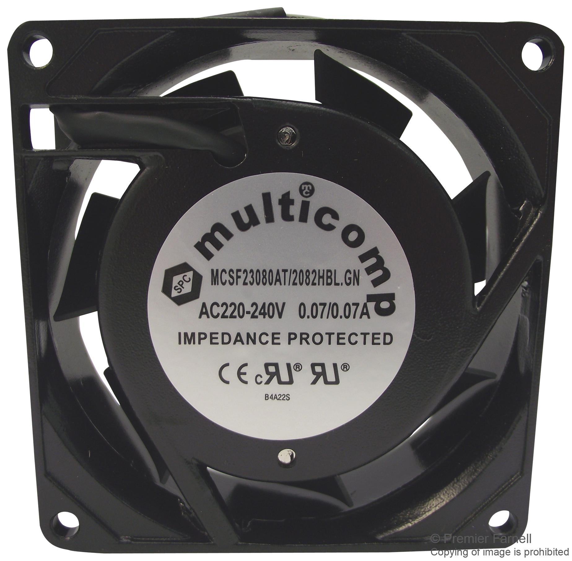 SF23080AT/2082HBL.GN FAN, 80MM, 230VAC MULTICOMP