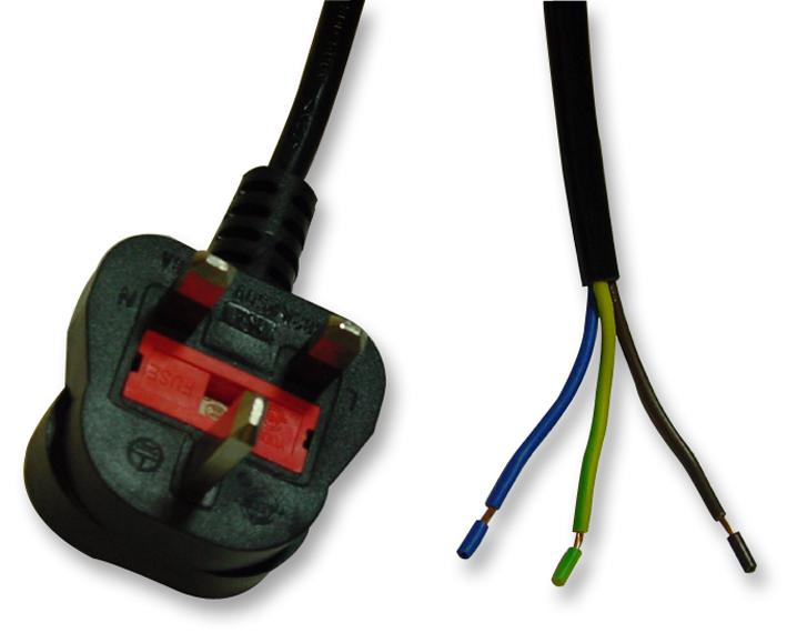 PE01017 LEAD UK PLUG-BARE END 5M PRO ELEC