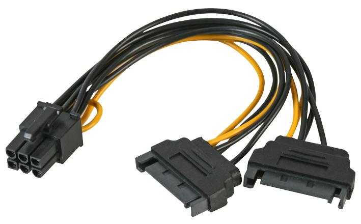 AK-CBPW13-15 LEAD, 2X SATA POWER TO 6 PIN PCIE AKASA