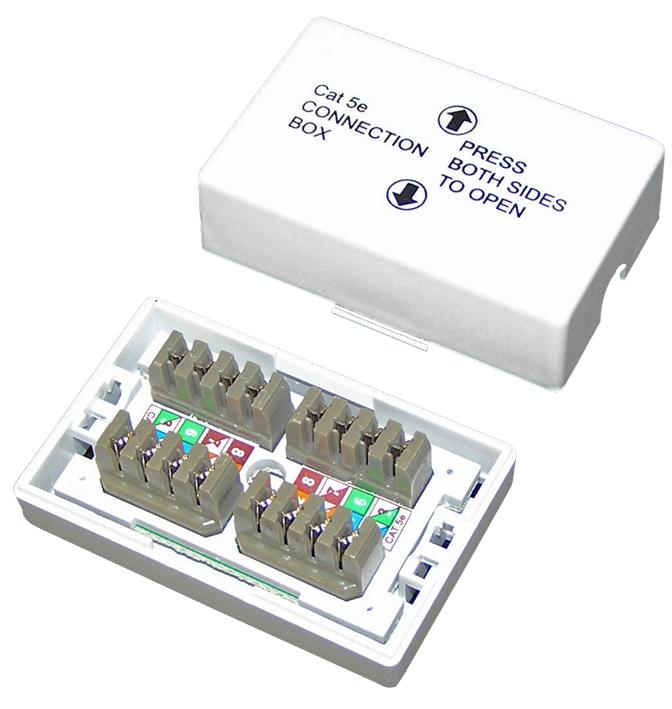 F78WHB CONNECTION BOX, CAT5E, WHITE TUK