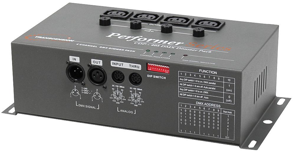CDP-405 DIMMER, 4 CHANNEL, DMX, UK TRANSCENSION