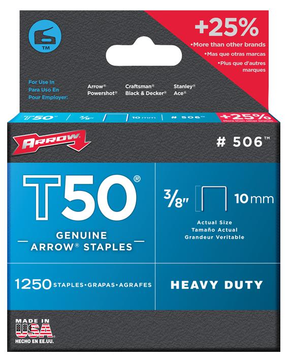 500384 10MM STAPLES (PK 1250) ARROW FASTENER