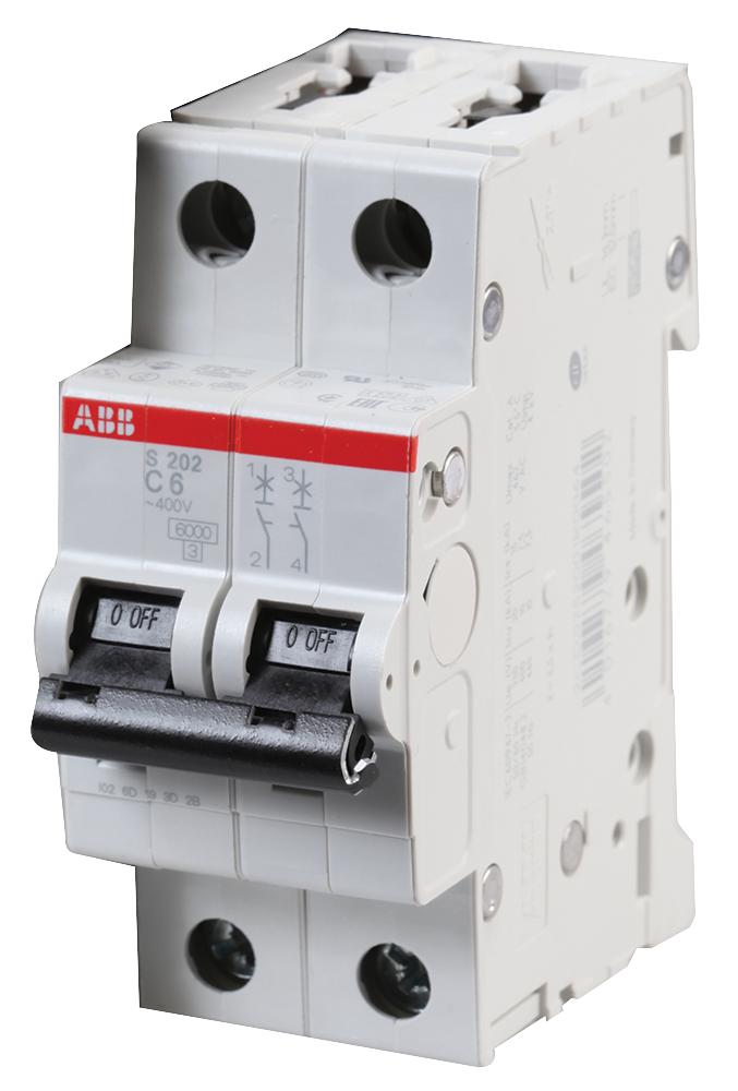 S202-C6 CIRCUIT BREAKER, THERMAL MAG, 2 POLE ABB
