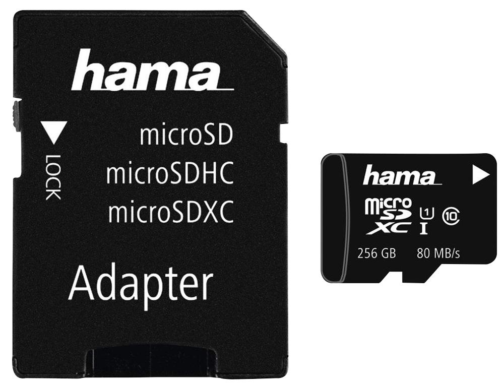 00124173 256GB C10 UHS-I MICROSDHC, 80MB/S HAMA