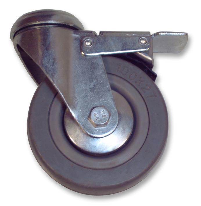32100RTBHBR SWIVEL/BRAKED RUBBER CASTOR 100MM KEYSTONE