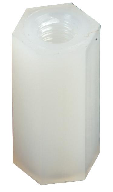 D01490 HEX THREADED SPACER, NYLON66, NATURAL DURATOOL