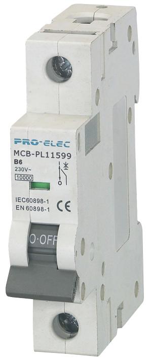 AUB7 1P B6A THERMAL MAG CKT BREAKER, 1P, 6A, 230VAC PRO ELEC