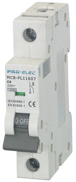 AUB7 1P C6A THERMAL MAG CKT BREAKER, 1P, 6A, 230VAC PRO ELEC