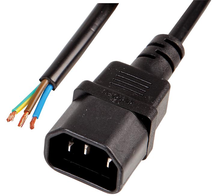 PE01051 LEAD IEC PLUG C14 - BARE ENDS 5M PRO ELEC