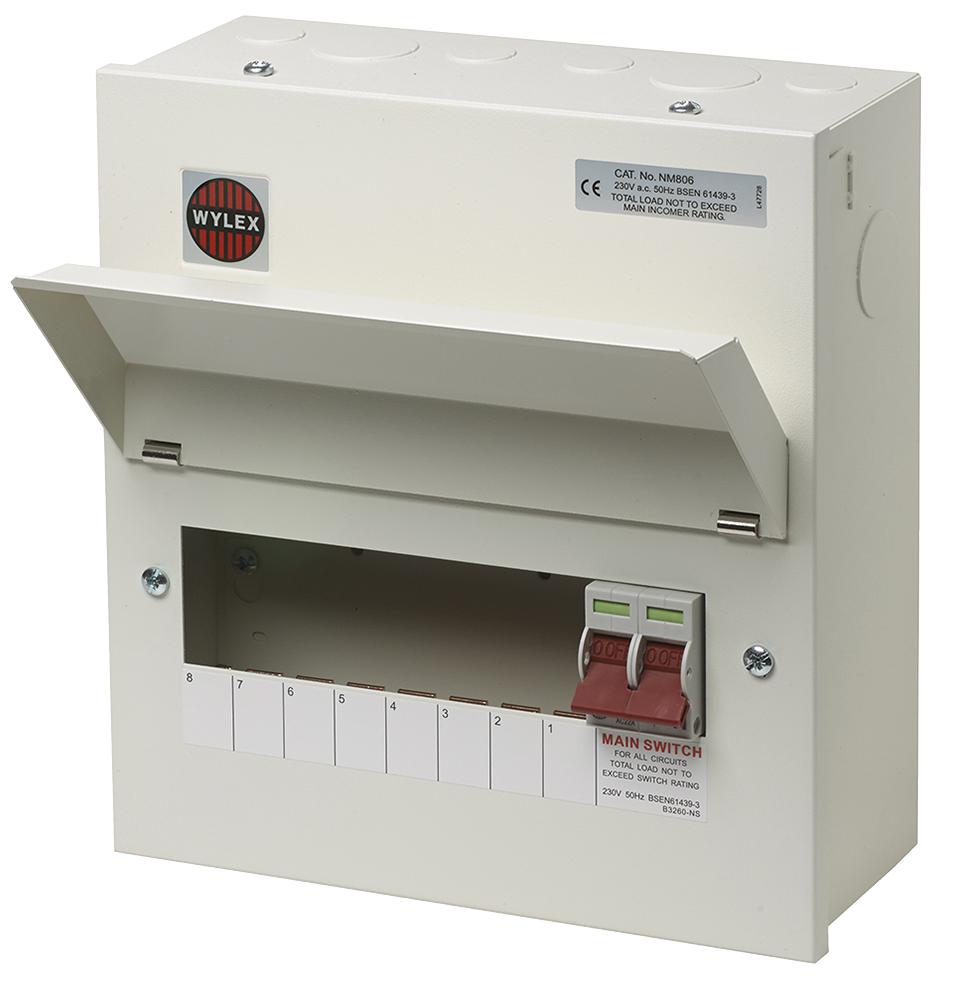 NM806 MAIN SWITCH 8 WAY CONSUMER UNIT 100A WYLEX
