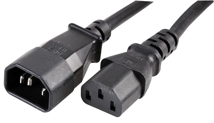 PE01088 1M POWER CORD, IEC C14-C13, 1M, BLK PRO POWER